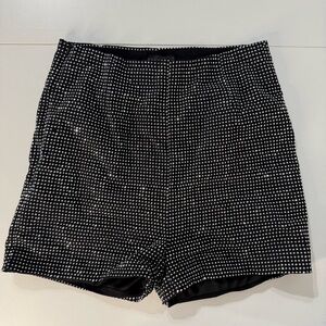 Black Rhinestone Hot Shorts